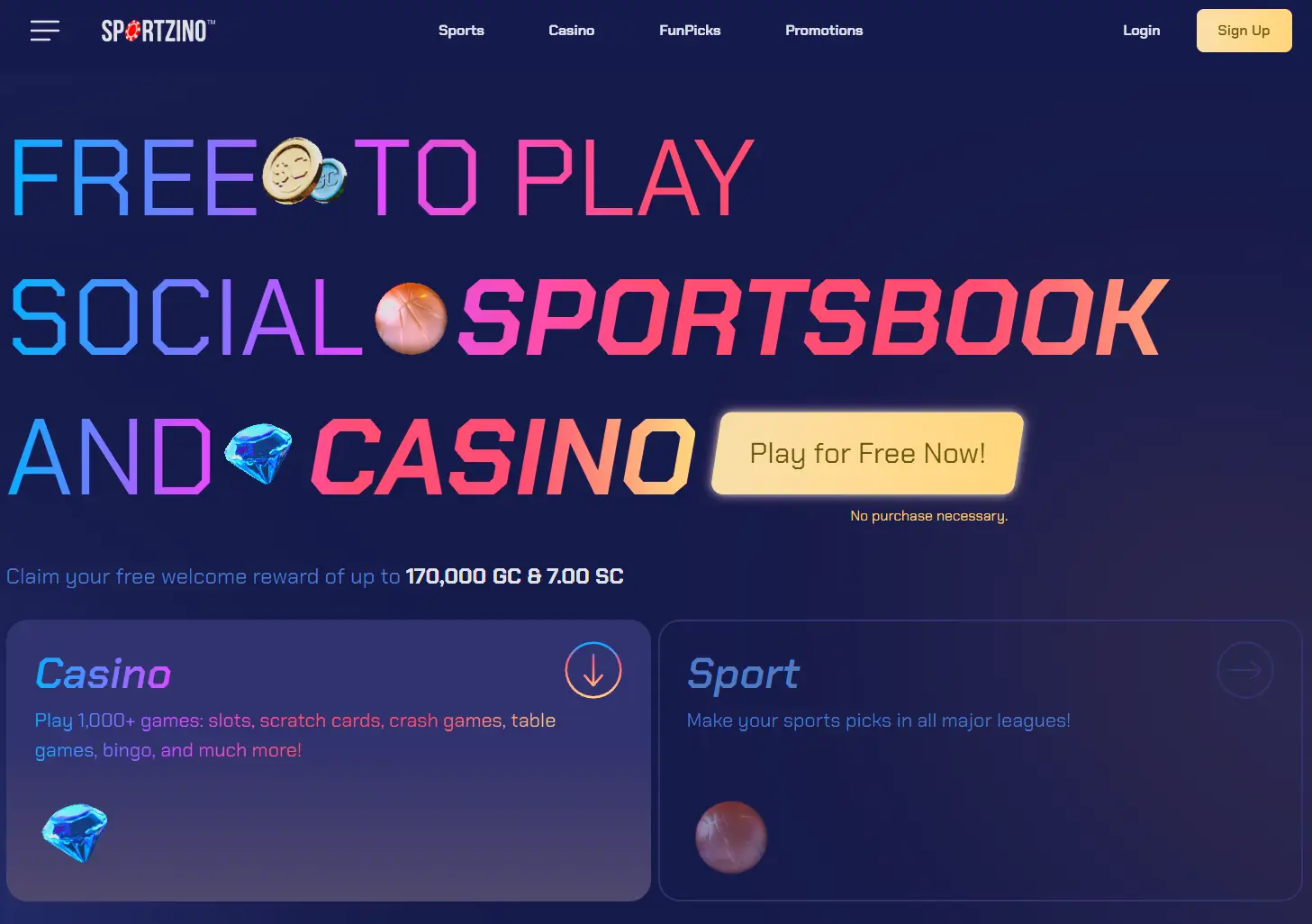 Sportzino.com Homepage screenshot